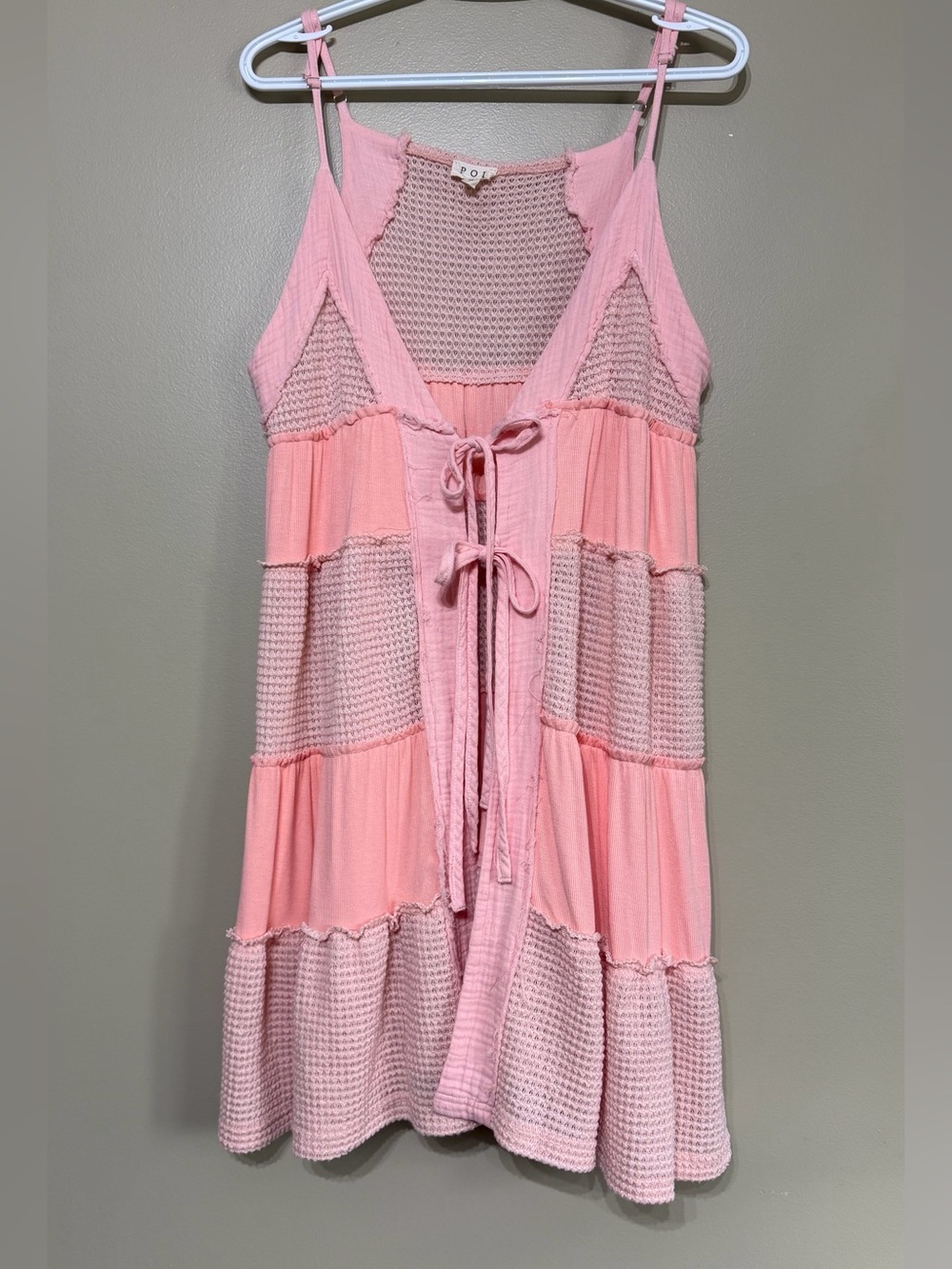 POL Waffle Tie Front Mini Dress - Picture 6 of 14